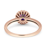 Art Deco Wedding Bridal Ring Halo Round Simulated Cubic Zirconia Stones 925 Sterling Silver
