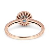 Art Deco Wedding Bridal Ring Halo Round Simulated Cubic Zirconia Stones 925 Sterling Silver