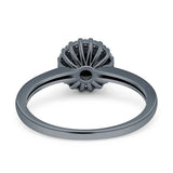 Art Deco Wedding Bridal Ring Halo Round Simulated Cubic Zirconia Stones 925 Sterling Silver