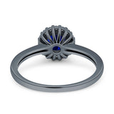 Art Deco Wedding Bridal Ring Halo Round Simulated Cubic Zirconia Stones 925 Sterling Silver