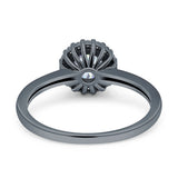 Art Deco Wedding Bridal Ring Halo Round Simulated Cubic Zirconia Stones 925 Sterling Silver