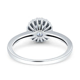Art Deco Wedding Bridal Ring Halo Round Simulated Cubic Zirconia Stones 925 Sterling Silver