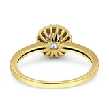 Art Deco Wedding Bridal Ring Halo Round Simulated Cubic Zirconia Stones 925 Sterling Silver