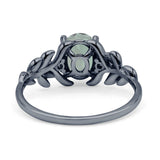 Leaf Style Oval Natural Green Amethyst Vintage Engagement Ring