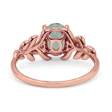 Leaf Style Oval Natural Green Amethyst Vintage Engagement Ring