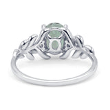Leaf Style Oval Natural Green Amethyst Vintage Engagement Ring