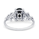 Leaf Style Oval Natural Black Onyx Vintage Engagement Ring
