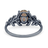 Leaf Style Oval Natural Smoky Quartz Vintage Engagement Ring