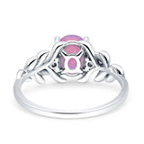 Leaf Style Oval Vintage Engagement Ring Simulated Cubic Zirconia 925 Sterling Silver