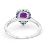 Teardrop Pear Vintage Style Halo Engagement Ring Cubic Zirconia 925 Sterling Silver