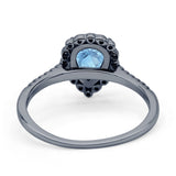 Teardrop Pear Vintage Style Halo Engagement Ring Cubic Zirconia 925 Sterling Silver