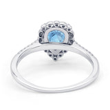 Teardrop Pear Vintage Style Halo Engagement Ring Cubic Zirconia 925 Sterling Silver