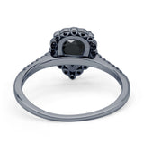 Teardrop Pear Vintage Style Halo Engagement Ring Cubic Zirconia 925 Sterling Silver