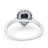 Teardrop Pear Vintage Style Halo Engagement Ring Cubic Zirconia 925 Sterling Silver