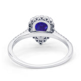 Teardrop Pear Vintage Style Halo Engagement Ring Cubic Zirconia 925 Sterling Silver