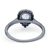 Teardrop Pear Vintage Style Halo Engagement Ring Cubic Zirconia 925 Sterling Silver