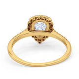 Teardrop Pear Vintage Style Halo Engagement Ring Cubic Zirconia 925 Sterling Silver