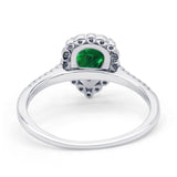 Teardrop Pear Vintage Style Halo Engagement Ring Cubic Zirconia 925 Sterling Silver