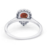 Teardrop Pear Vintage Style Halo Engagement Ring Cubic Zirconia 925 Sterling Silver