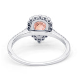 Teardrop Pear Vintage Style Halo Engagement Ring Cubic Zirconia 925 Sterling Silver