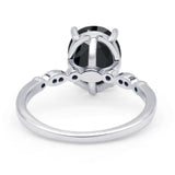 Solitaire Accent Oval Engagement Ring Cubic Zirconia 925 Sterling Silver