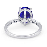 Solitaire Accent Oval Engagement Ring Cubic Zirconia 925 Sterling Silver