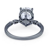 Solitaire Accent Oval Engagement Ring Cubic Zirconia 925 Sterling Silver