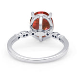 Solitaire Accent Oval Engagement Ring Cubic Zirconia 925 Sterling Silver