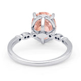 Solitaire Accent Oval Engagement Ring Cubic Zirconia 925 Sterling Silver