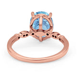 Solitaire Accent Oval Natural Aquamarine Art Deco Engagement Ring