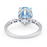 Solitaire Accent Oval Natural Aquamarine Art Deco Engagement Ring