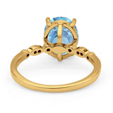 Solitaire Accent Oval Natural Aquamarine Art Deco Engagement Ring