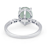 Solitaire Accent Oval Natural Green Amethyst Art Deco Engagement Ring