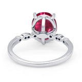 Solitaire Accent Oval Engagement Ring Cubic Zirconia 925 Sterling Silver