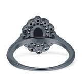 Floral Oval Vintage Engagement Ring Cubic Zirconia 925 Sterling Silver