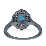 Floral Oval Vintage Engagement Ring Cubic Zirconia 925 Sterling Silver