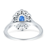 Floral Oval Vintage Engagement Ring Cubic Zirconia 925 Sterling Silver