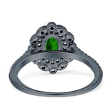 Floral Oval Vintage Engagement Ring Cubic Zirconia 925 Sterling Silver