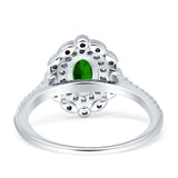 Floral Oval Vintage Engagement Ring Cubic Zirconia 925 Sterling Silver