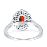 Floral Oval Vintage Engagement Ring Cubic Zirconia 925 Sterling Silver