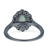 Vintage Style Oval Natural Green Amethyst Prasiolite Halo Engagement Ring