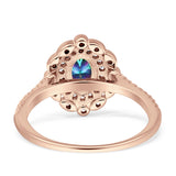 Floral Oval Vintage Engagement Ring Cubic Zirconia 925 Sterling Silver