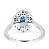Floral Oval Vintage Engagement Ring Cubic Zirconia 925 Sterling Silver