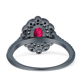 Floral Oval Vintage Engagement Ring Cubic Zirconia 925 Sterling Silver