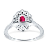 Floral Oval Vintage Engagement Ring Cubic Zirconia 925 Sterling Silver
