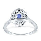 Floral Oval Vintage Engagement Ring Cubic Zirconia 925 Sterling Silver