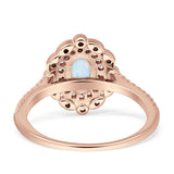 Floral Oval Vintage Engagement Ring Cubic Zirconia 925 Sterling Silver