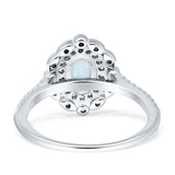 Floral Oval Vintage Engagement Ring Cubic Zirconia 925 Sterling Silver