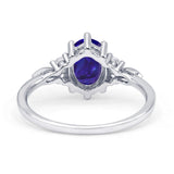 Oval Art Deco Engagement Ring Cubic Zirconia 925 Sterling Silver