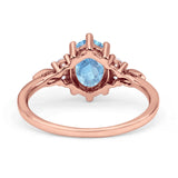 Antique Style Oval Natural Aquamarine Art Deco Engagement Ring